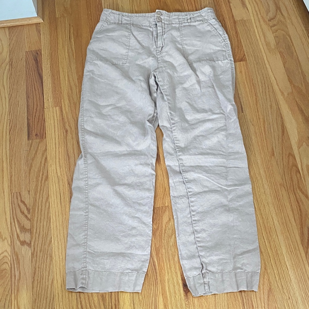 Tahari 100% Linen Tan Pants 12
